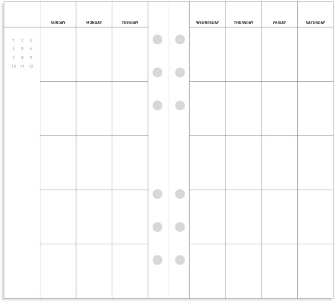 데이스테이션 A6 B6 6공 바인더 먼슬리 플래너 월간속지, 일, 기본형, 심플