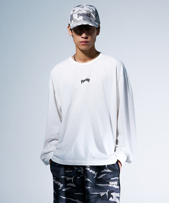 THRASHER 플레임 로고 롱슬리브 오프 화이트