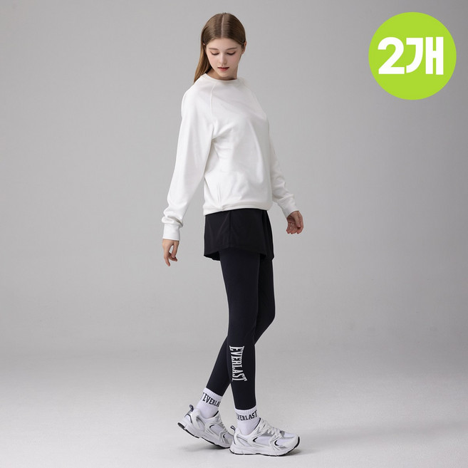 에버라스트 1+1 여성 기모 반바지 레깅스 일체형 빅로고