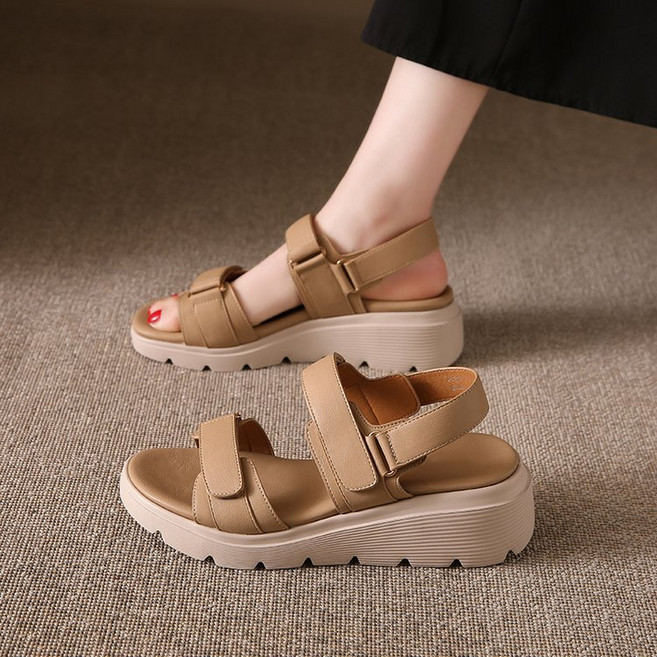 POMTOR 여자 여름 샌들 5cm 키높이 샌들