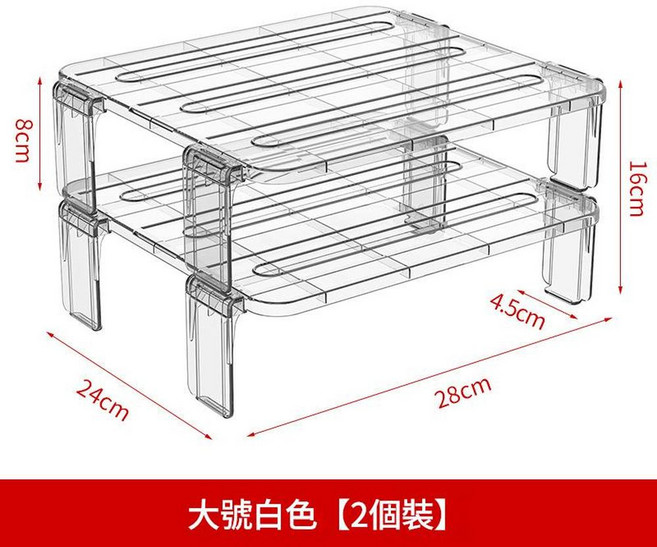 透明分層冰箱置物架（中號2個裝）, 大號透明兩個裝, 1套