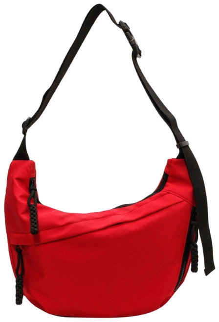 牛角包側背包 帆布包包 防潑水 餃子包 輕量 半月包 日系 太空包, 紅色