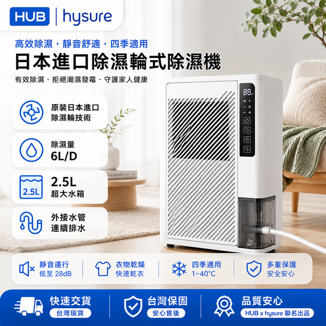 hysure 日本進口除濕輪式除濕機 高效除濕 靜音舒適, x1白色