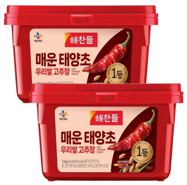 해찬들 매운 태양초 우리쌀 고추장, 2kg