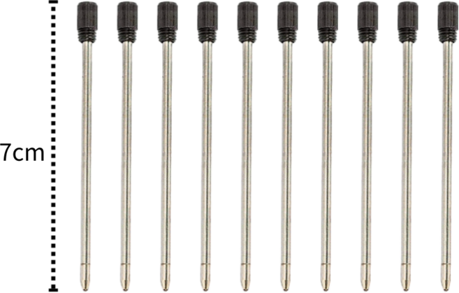 크로마 짧은볼펜심 길이 70mm 큐빅 다이아몬드 소형금속펜심 유성잉크 0.7mm (10개)