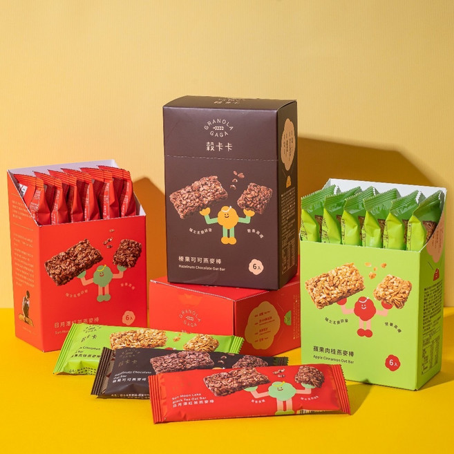 穀卡卡 燕麥棒 綜合口味 (日月潭紅茶、榛果可可、蘋果肉桂) - 盒裝 (6支入), 1個, 燕麥棒-日月潭紅茶 盒裝