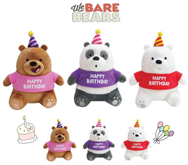 해피버스데이 생일축하 위베어베어스 그리즐리 판다 아이스베어 인형 가방고리 25CM 15CM, 2.생일 판다 15cm, 2.생일 위베어 가방고리
