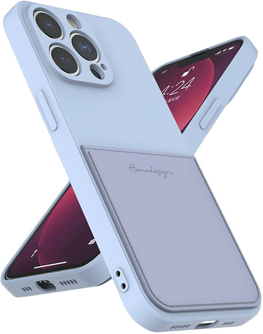 시안샵 컬러풀 가죽 카드포켓 실리콘 케이스 + 단선방지 보호캡