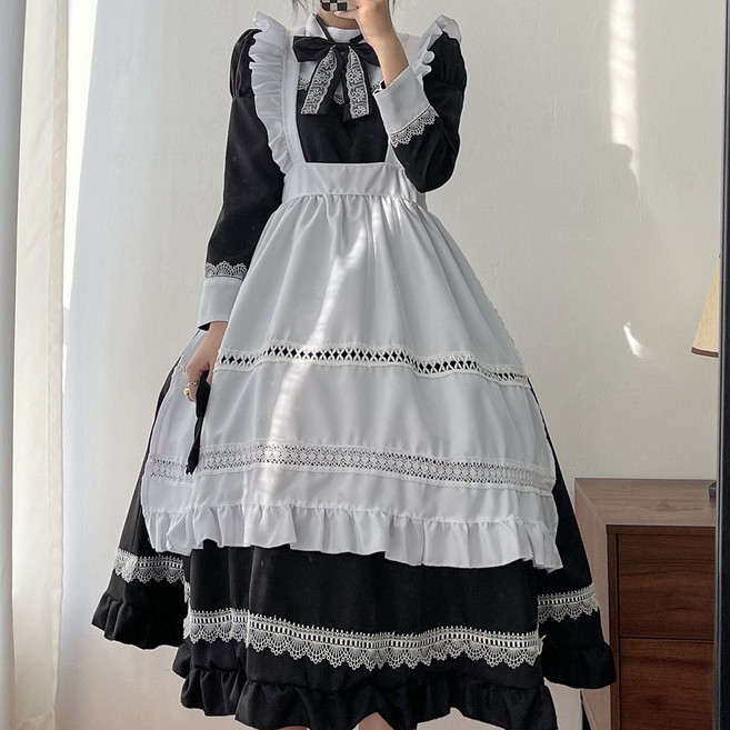 메이드복 귀엽다 빅사이즈 하녀 긴팔 원피스 FC5393