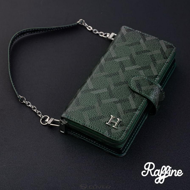 라피네 자가드 카드 지퍼 동전 수납 스트랩 다이어리 케이스