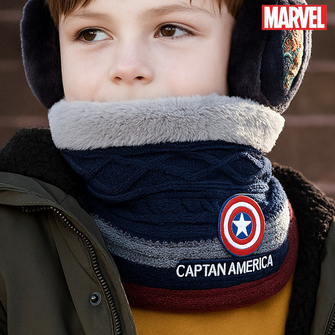 마블 캡틴 방패 유아동 넥워머 남아 겨울 목도리 어린이 방한 머플러