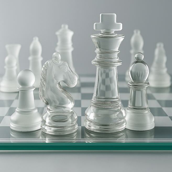 JJUBI 유리 체스 체스게임 체스판 보드게임, 1개, 중형25*25cm