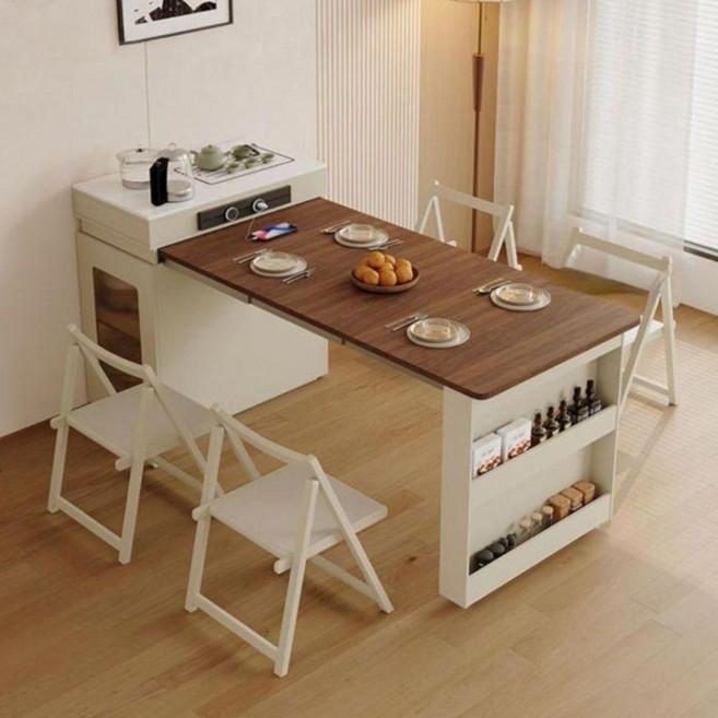 접이식 아일랜드식탁 우드 테이블 홈바 확장형, 본품
