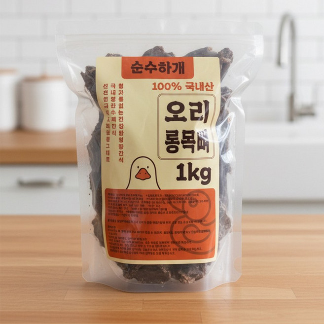 순수하개 사사미 대용량 국내산 수제 강아지간식, 1개, 1kg, 오리롱목뼈