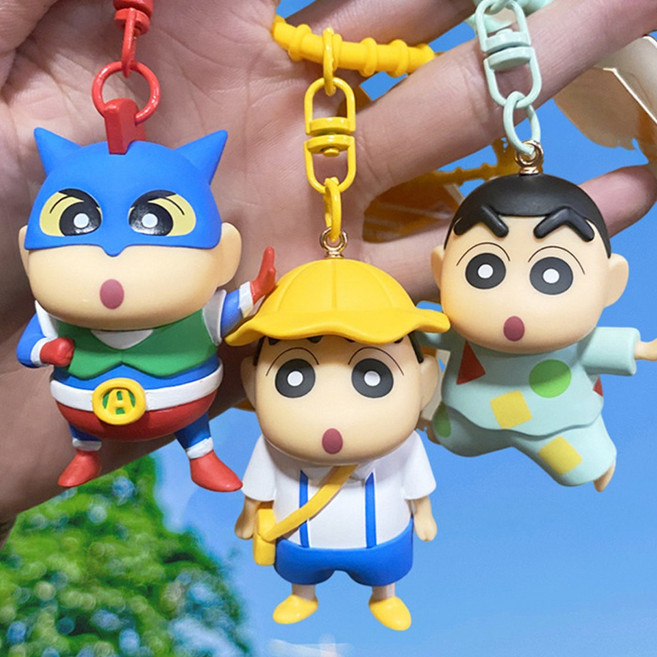 짱구 캐릭터 애니 마스코트 키링 캐릭터 정품 신짱구 흰둥이 액션가면 엉덩이 잠옷 키홀더 열쇠고리, 1개, 1.짱구 B 배낭 키링