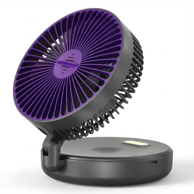 탁상용 선풍기무소음 무선 무선 휴대용 선풍기 LED 무드등 탁상선/벽걸이 풍기, 그레이, 5000mAh