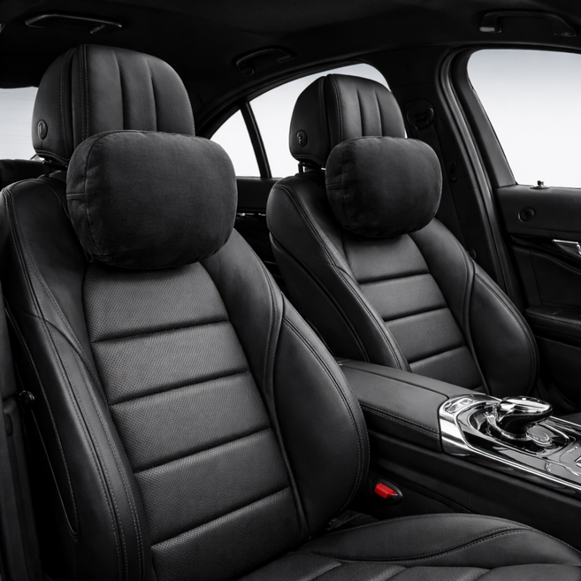 NODD 1+1 프리미엄 스웨이드 차량용 목쿠션 자동차 목받침, 2개, 블랙