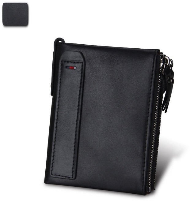 耐用真皮皮夾 拉鍊短夾 男生牛皮錢包