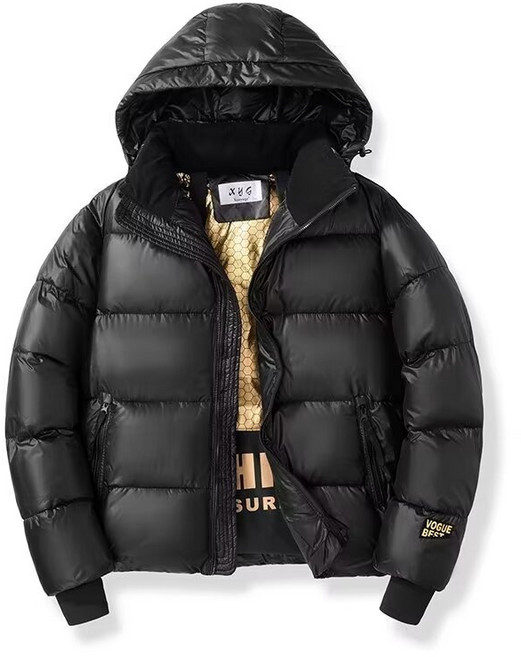 90% 헝가리 화이트 구스다운 라이트 블랙 다이아몬드 남여 커플 후드 패딩 도톰 코트