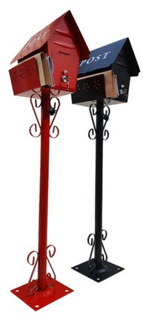 잡지꽂이형 하우스 라운드스탠드 우체통 우편함, 적색, 하우스우체통