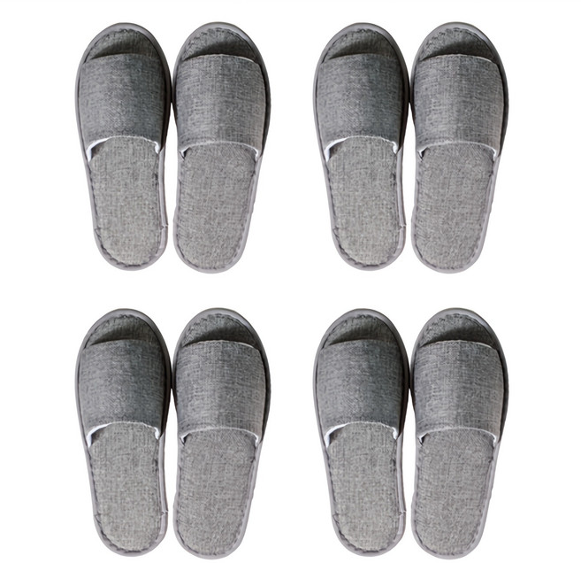 에버하우스 베이직 리넨 실내 일회용 슬리퍼, 그레이, 4개