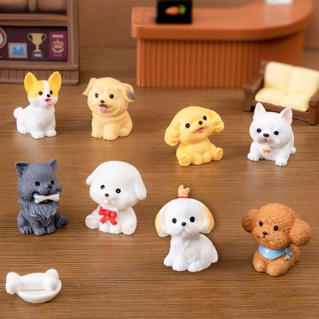 루캔필 인테리어 테라리움 미니 강아지 장식 8종, 혼합8종