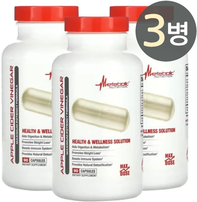 메타볼릭 뉴트리션 애플 사이다 비니거 90 캡슐, 3개, 90정 - 쿠팡