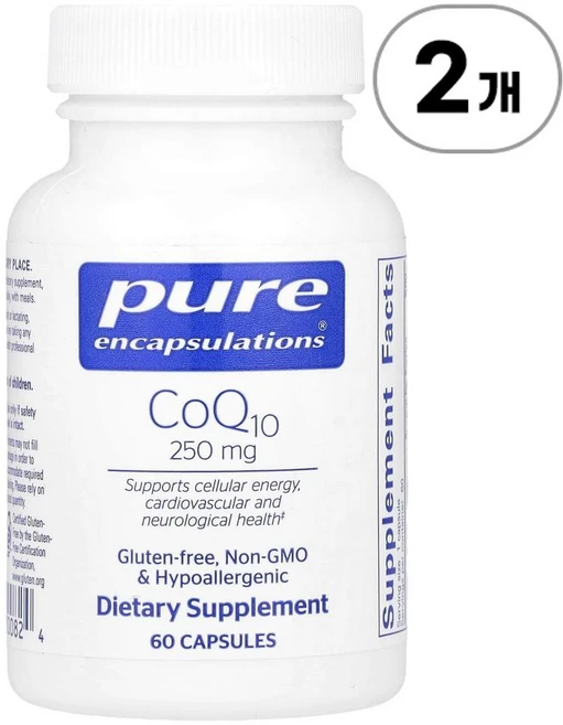 퓨어 인캡슐레이션 코큐텐 250mg Pure Encapsulations CoQ10 250 mg 60정, 2개 - 쿠팡