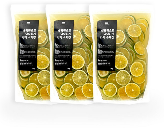 새청달청 제주 청귤청 슬라이스 수제청 업소용 매장용 대용량 정백당 청귤에이드 재료, 1개, 3개입, 2kg