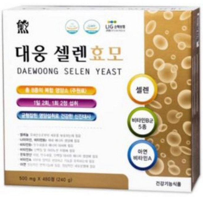 대웅생명과학 셀렌효모 500mg 480정 4개월분 항산화 나이아신 비타민 판토텐산, 1개