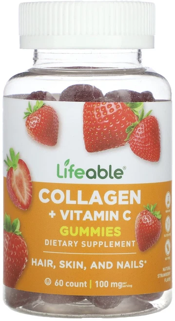 Lifeable 콜라겐 + 비타민C 구미젤리 천연 딸기 맛 구미젤리 60개, Lifeable콜라겐비타민C구미젤리천연딸기맛구미젤리60, 60정, 1개 - 쿠팡