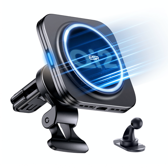 ESR 할로락 Qi2 맥세이프 차량용 핸드폰 거치대 무선 충전기, 할로락 Qi2 차량용 거치대:블랙 EC558, 블랙, 1개, EC558