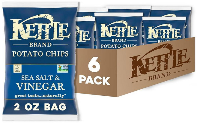 케틀 씨솔트 비니거 포테이토 칩 2온즈 6개, 50g