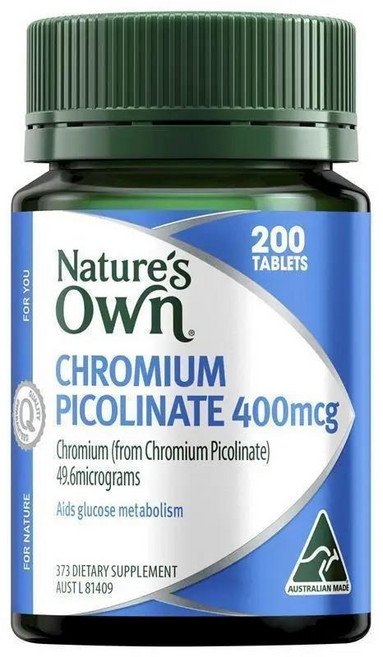 호주 네이처스온 Nature's Own Chromium Picolinate 크롬 피콜리네이트 400mcg, 4개, 200정