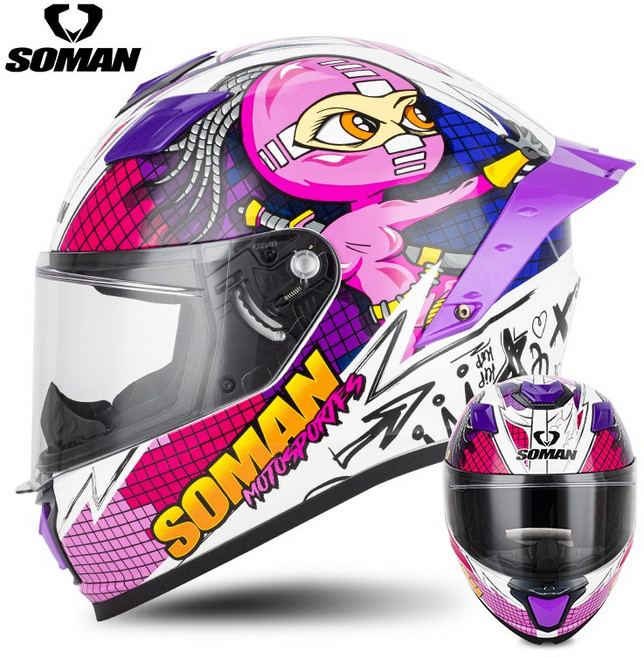 soman F1 全罩式安全帽 降噪 安全認證 插釦 拆洗內裡 耳機槽, 紫忍者,XXL(61-62CM)