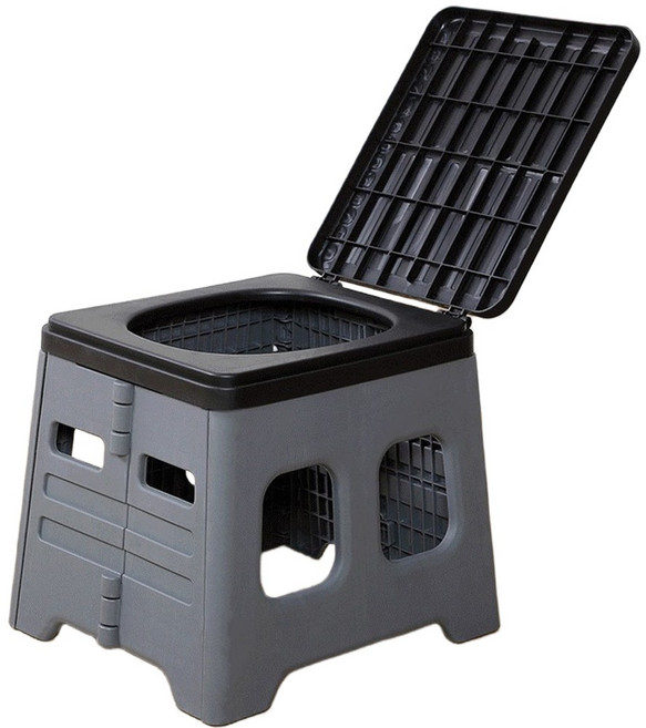 휴대용 변기 접이식 캠핑 변기 이동식 좌변기 야외 간이화장실 차박 변기 노지 차박 야외 낚시 자동차 하이킹 여행 의자 캠핑 화장실, 1개, 회색