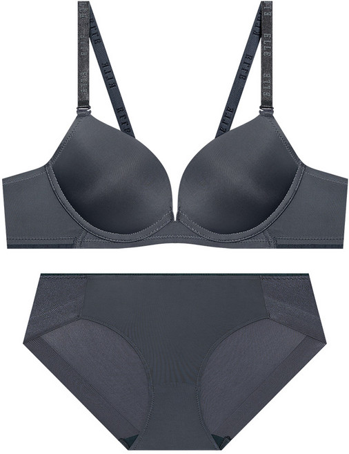 엘르이너웨어 글램 밴드 노와이어 브라 팬티 세트 - 네이비