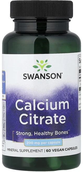 Swanson 칼슘시트레이트 200mg 베지 캡슐 60정, 1개 - 쿠팡