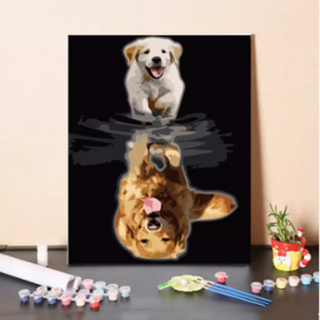 푸아이 명화그리기 골든 리트리버 모음5종 캔버스 2.5cm액자 유화그리기 소형-대형사이즈, 40x50cm, NO.2, 1개