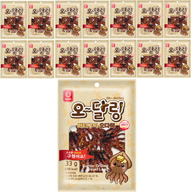 한진식품 오달링 버터구이 오다리, 15개, 33g