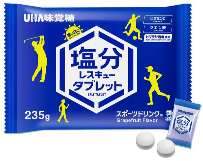 UHA味覺糖 鹽分救援錠 葡萄柚口味 運動飲料風味 運動補給 維他命C 檸檬酸, 235g, 1個