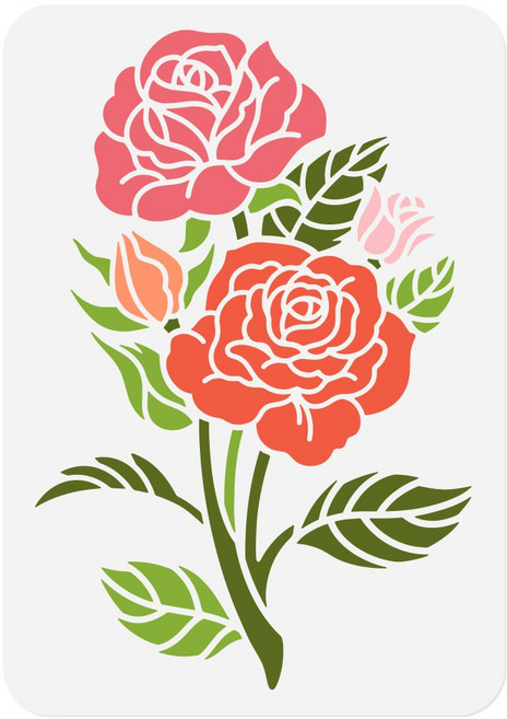 PET 허브 페인팅 스텐실 식물 테마 벽화 패턴 주방 허브 가든 장식 DIY, 준 로즈 337, 1개