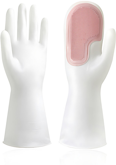 원핸드 일체형 실리콘 수세미 고무 장갑, 1세트, FREE(one size), 핑크