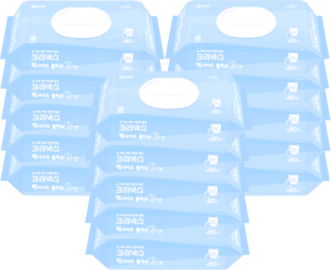 크리넥스 빅사이즈 물티슈 캡, 45g, 80개입, 15개