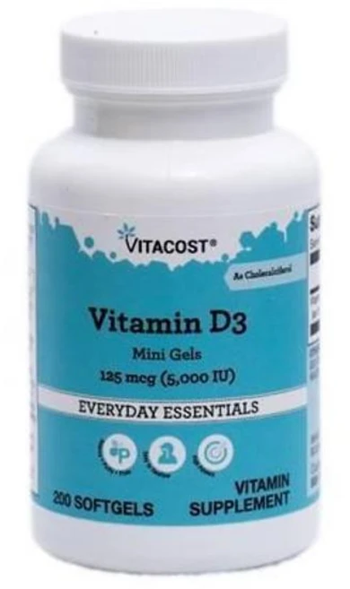 비타코스트 비타민 D3 미니 125mcg (5000IU) 소프트젤 200정, 1개 - 쿠팡