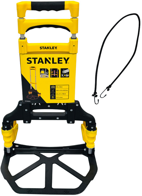 스탠리 접이식 핸드카트 핸드트럭 구르마 택배카트 손수레 로프증정, 1개, 블랙