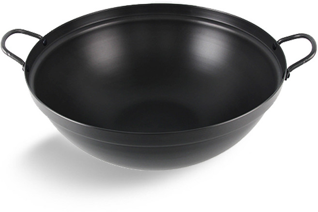 국산 경질 닭 튀김 냄비 40cm / 튀김 볶음 궁중 웍 팬 솥 대형, 1개, 블랙