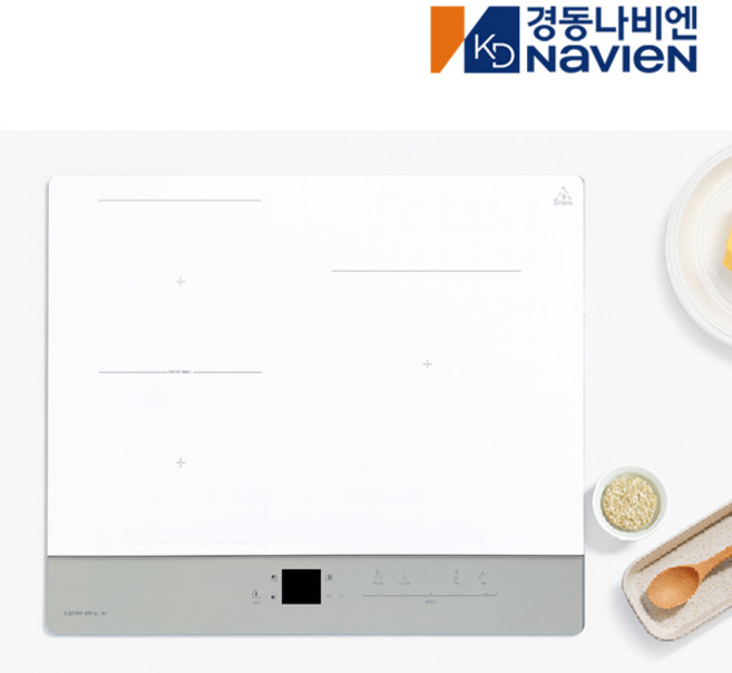 경동 나비엔매직 3구 화이트 투톤 인덕션 플렉스존 쿡탑 레인지 3400W 파워부스트, 빌트인, 3643_자가설치