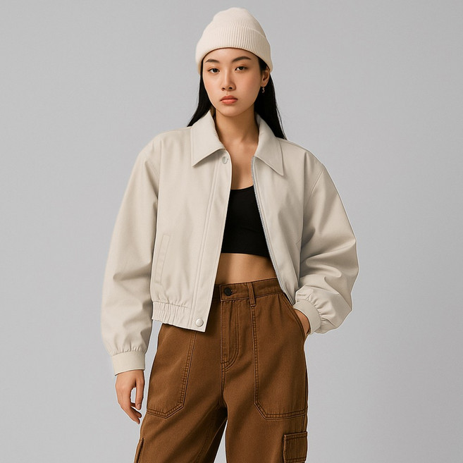 라뷰드 여성 루즈핏 집업 봄버 숏자켓 봄 가을 간절기 점퍼 이중 데일리 경량 블루종 오버핏 긴팔 잠바 세미 크롭 아우터