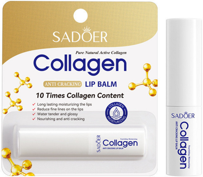 SADOER 膠原蛋白抗乾裂潤唇膏, 1個, ，購買即默認免責聲明且承擔責任],2.7g